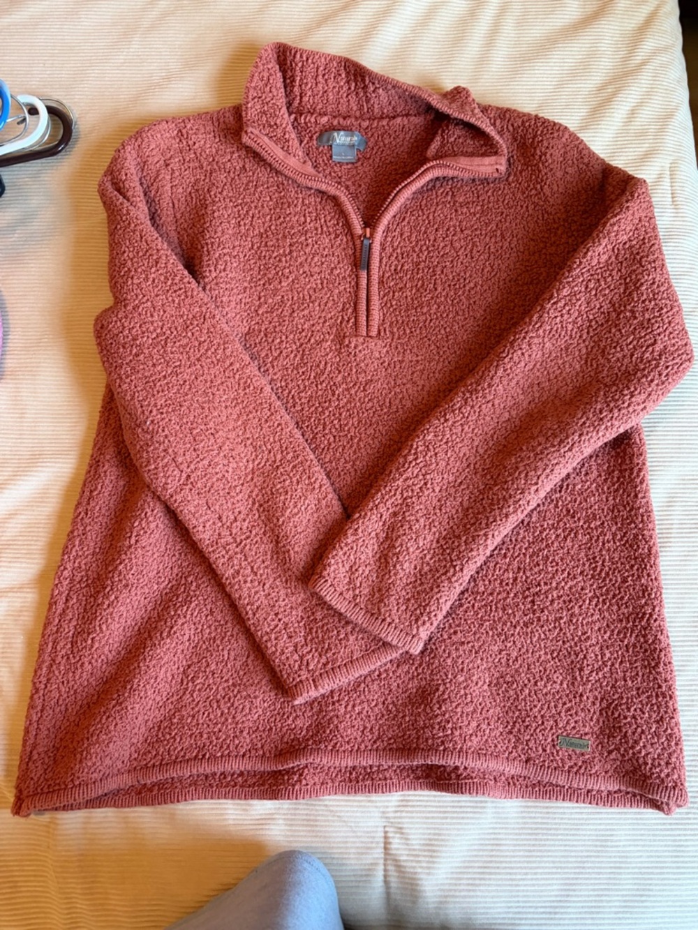 Natural Reflections Rust Sherpa Mock-Neck Pullover